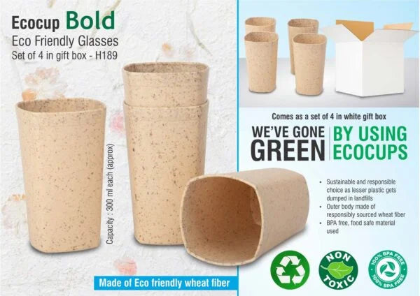 H189 – EcoCup Bold: Eco Friendly Glasses | Set of 4 in gift box