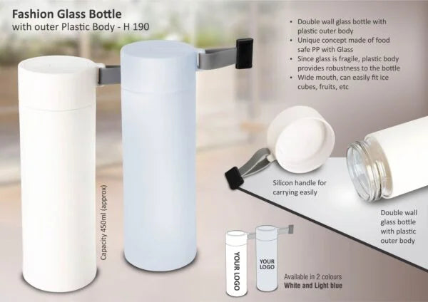 H190 – Fashion Glass bottle with outer Plastic body