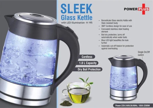 H195 – Sleek Glass kettle with LED illumination (1.8 L)
