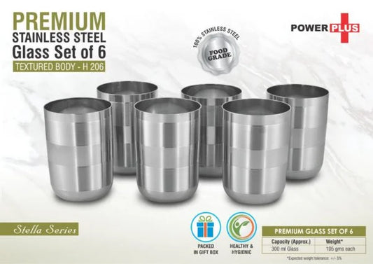 H206 – Premium Stainless steel glass set of 6 | Textured body