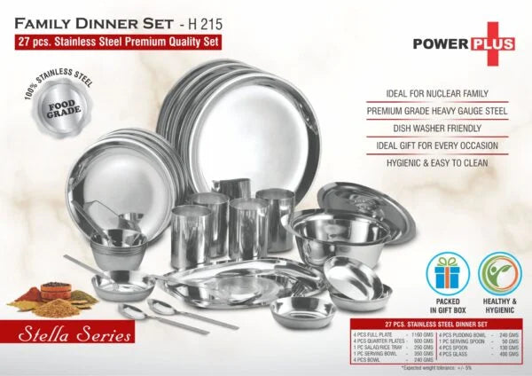 H215 – Family Dinner Set: 27 pc Stainless Steel Premium Quality set