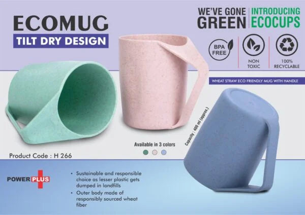 H266 – EcoMug : Wheat Straw Eco Friendly Mug with Handle | Tilt Dry Design
