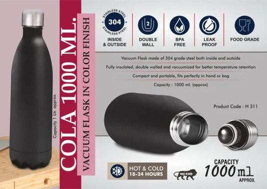 H311 – Cola 1000 ml Vacuum flask in Color Finish | 304 steel inside & outside | 18 hours hot/coldH311 – Cola 1000 ml Vacuum flask in Color Finish | 304 steel inside & outside | 18 hours hot/cold