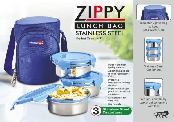 H71 – Zippy Lunch box bag- 3 containers (steel)