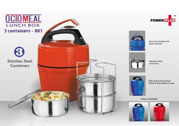H87 – Octomeal Lunch box – 3 containers (steel)