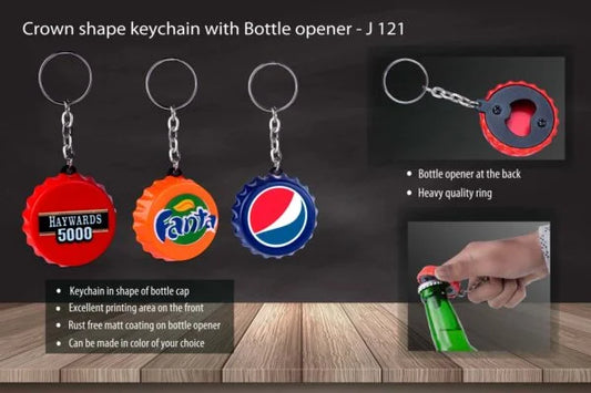J121 – Crown shape keychain with Bottle opener