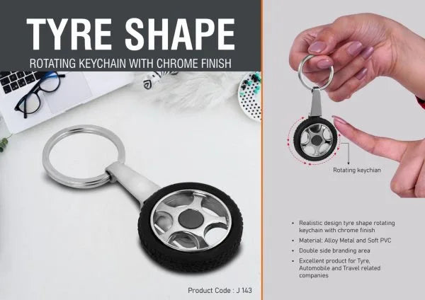 J143 – Tyre shape rotating keychain