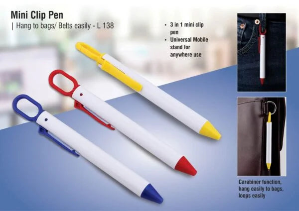 L138 – Mini clip pen | Hang to bags/ belts easily
