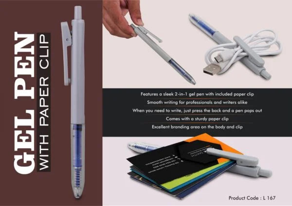 L167 – Gel pen with paper clip
