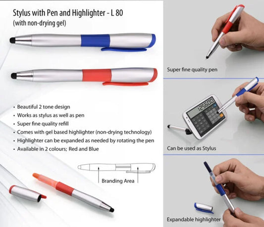 L80 – Stylus pen with non-drying Gel highlighter