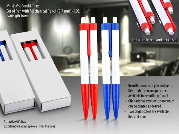 L92 – Mr & Ms. Combi-pen: Set of Pen with mechanical pencil (0.7 mm) (with gift box)