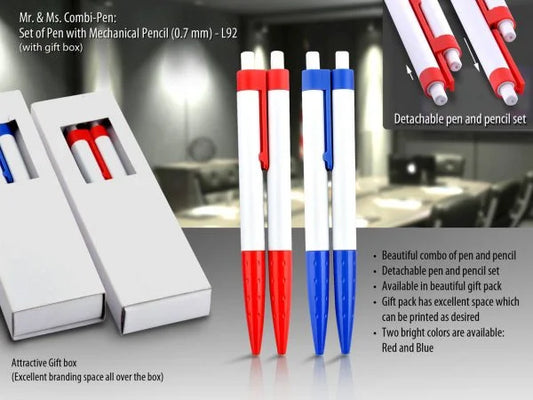 L92 – Mr & Ms. Combi-pen: Set of Pen with mechanical pencil (0.7 mm) (with gift box)