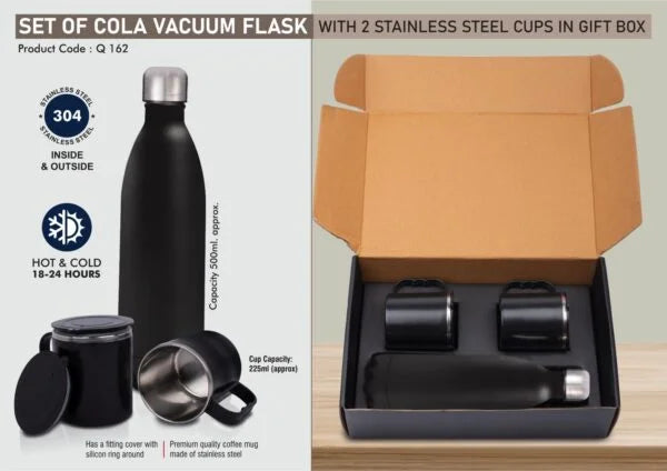 Q162 – Set of Cola Vacuum Flask with 2 Stainless steel cups in Gift box